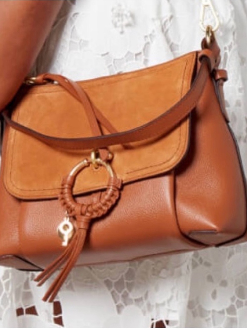 See By Chloe Joan Tan Suede & Leather Crossbody with Tassel